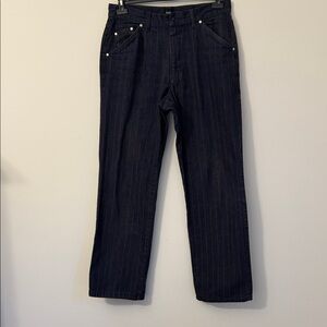 Vintage Hugo Boss Montana Straight Pinstripe Jeans Dark Blue W34 L31